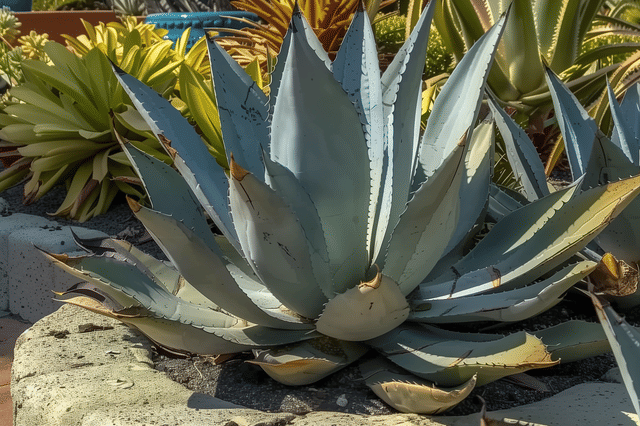 Agave groeit buiten in de zon Agave groeit buiten in de zon