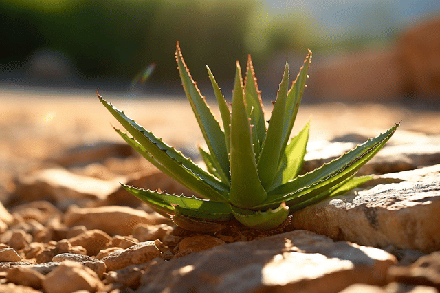 Aloe vera groeit buiten Aloe vera groeit buiten