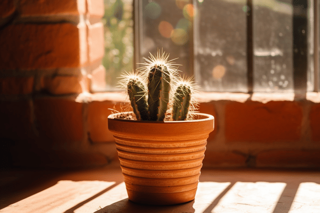Cactus groeit in pot Cactus groeit in pot