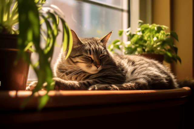 Kat in vensterbank Kat in vensterbank