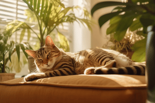 Cat next to houseplants Cat next to houseplants