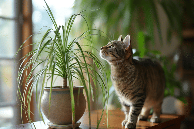 Kat naast huisdiervriendelijke plant Kat naast huisdiervriendelijke plant