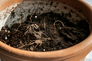 Compacted soil in a pot Compacted soil in a pot