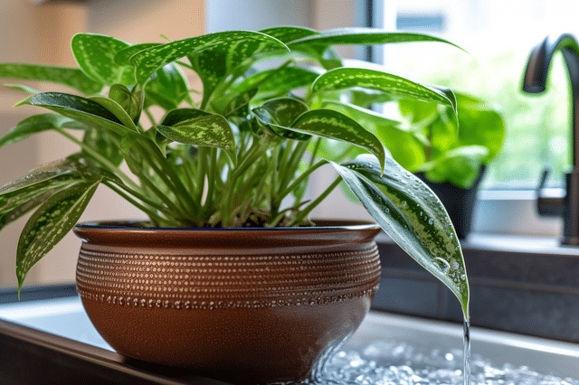 Overtollig vocht uit plantenpot aftappen Overtollig vocht uit plantenpot aftappen