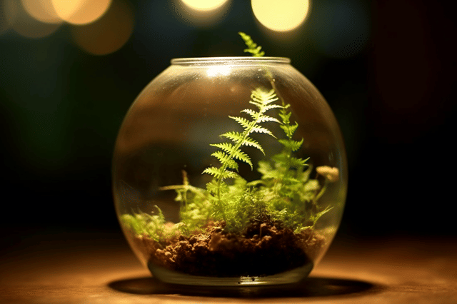 Kleine varen in een open terrarium Kleine varen in een open terrarium