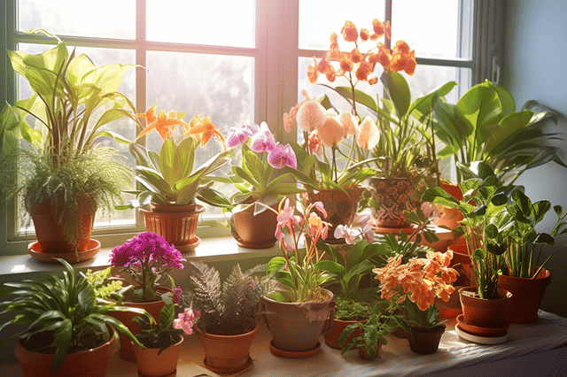 Bloemen in vensterbank Bloemen in vensterbank