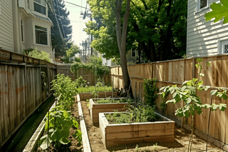 Green backyard with different sun levels Green backyard with different sun levels
