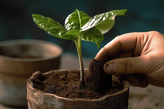 Planting the cutting in soil Planting the cutting in soil