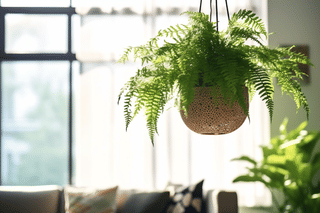 Boston fern in hanging planter Boston fern in hanging planter