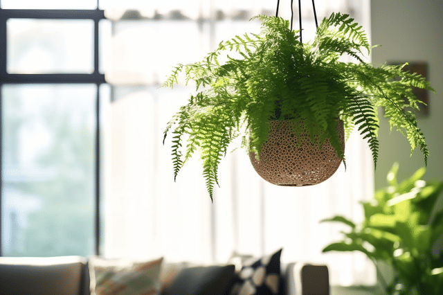 Boston varen in hangende plantenbak Boston varen in hangende plantenbak