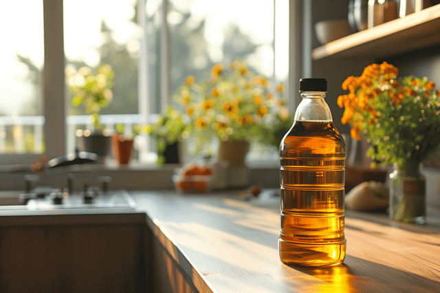 Fles met tuinbouwolie Fles met tuinbouwolie