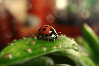 Ladybug on a houseplant leaf Ladybug on a houseplant leaf