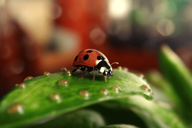 Lieveheersbeestje op een blad Lieveheersbeestje op een blad