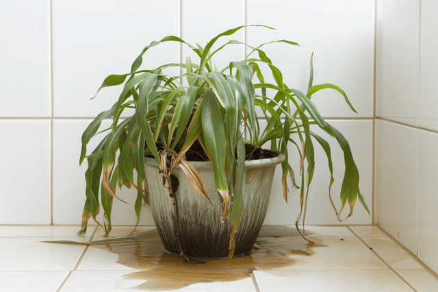 Een overbewaterde plant Een overbewaterde plant