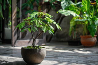 Pachira Aquatica growing outdoors in the summer Pachira Aquatica growing outdoors in the summer