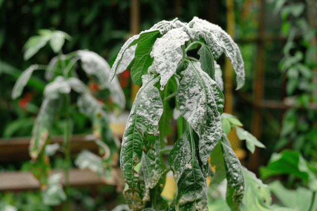 Meeldauw op een plant buiten Meeldauw op een plant buiten