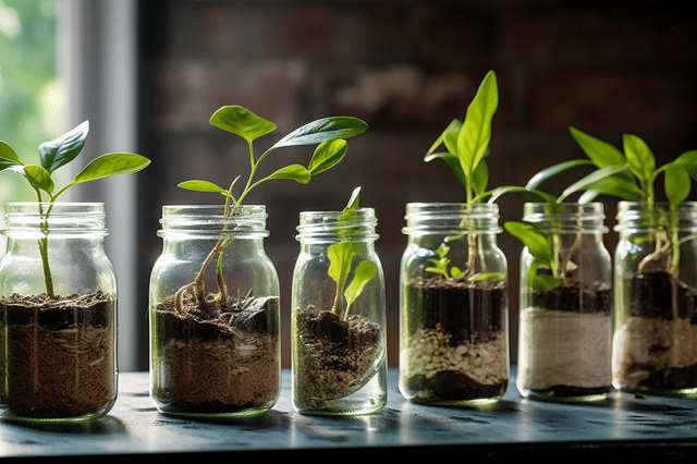 Gepropageerde planten in medium licht Gepropageerde planten in medium licht