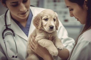 Puppy at the veterinarian Puppy at the veterinarian