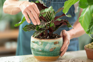 Calathea ornata in ceramic pot Calathea ornata in ceramic pot