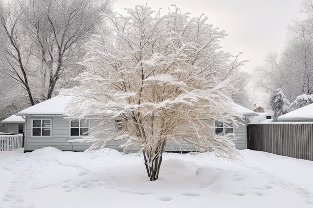 Sneeuw op een kleine boom Sneeuw op een kleine boom