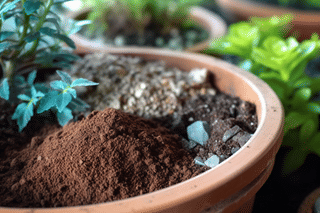 Soil mixture in a pot Soil mixture in a pot