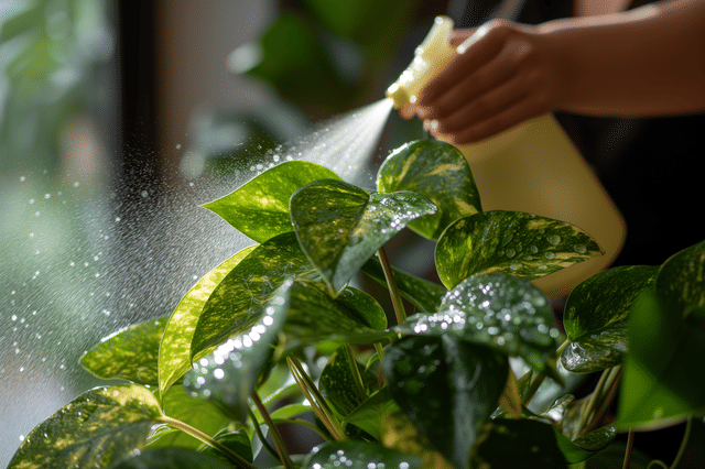 Waterspray op bladeren Waterspray op bladeren