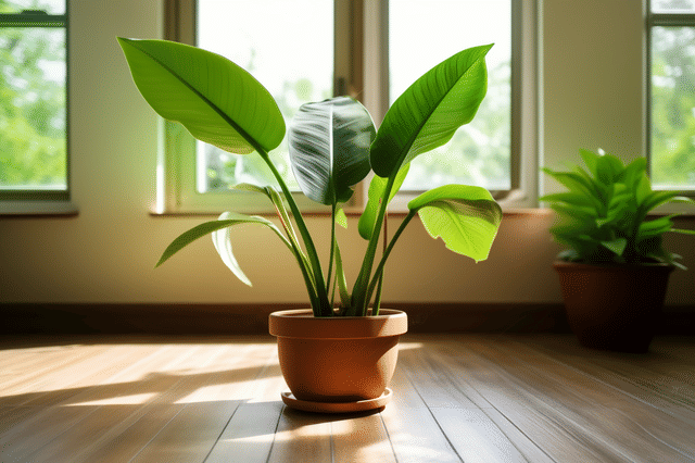 Strelitzia in een lichte kamer Strelitzia in een lichte kamer