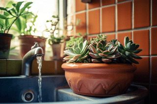 Succulent next to a sink Succulent next to a sink