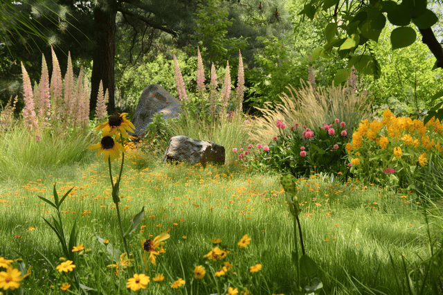 Wilde bloemen in een zomertuin Wilde bloemen in een zomertuin