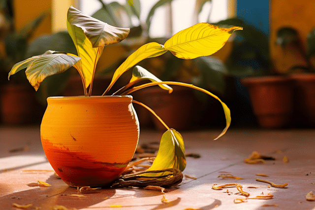 Een verwelkende kamerplant Een verwelkende kamerplant