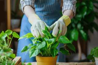 Woman with gardening gloves Woman with gardening gloves