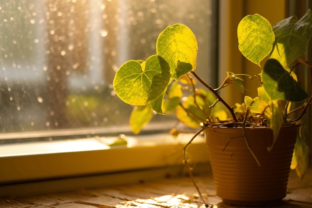 Vergeelde bladeren door temperatuurproblemen Vergeelde bladeren door temperatuurproblemen